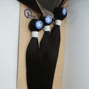 3pk bundle set with closure of wet & wavy water wave 18" 20" 22"